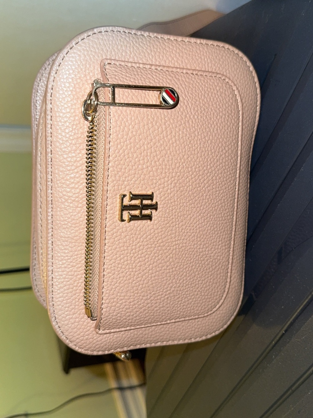 Tommy Hilfiger Light Pink Pebbled Leather Crossbody Bag